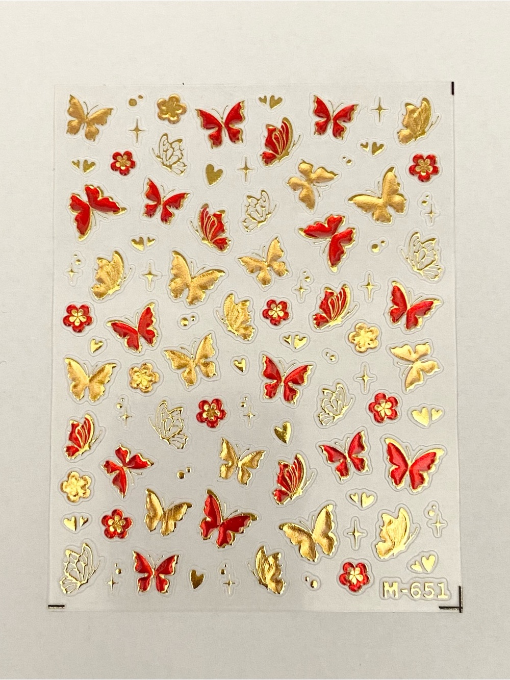 Butterfly Nail Decals - Red, Gold & Green Mix - Picture 4 of 5